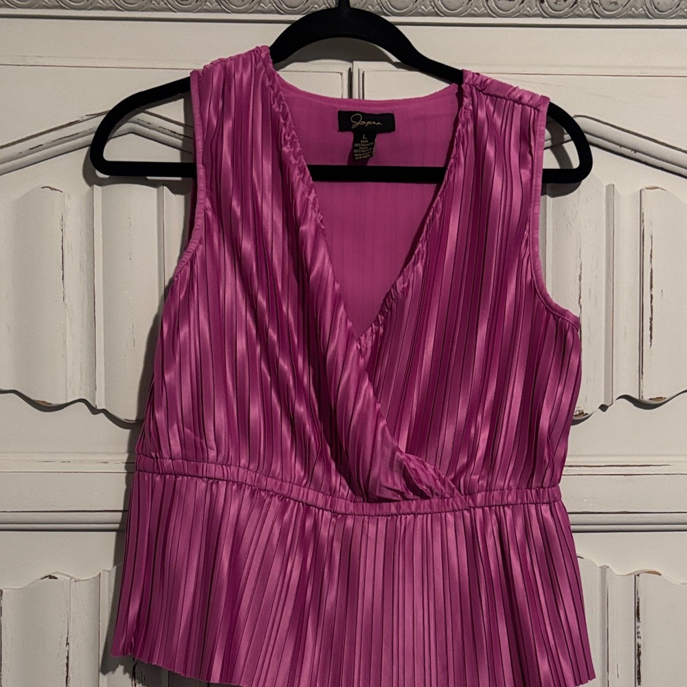 Japna Magenta Pleated Sleeveless Blouse